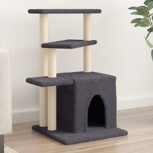 Cat furniture with sisal scratching posts 83.5 cm dark gray