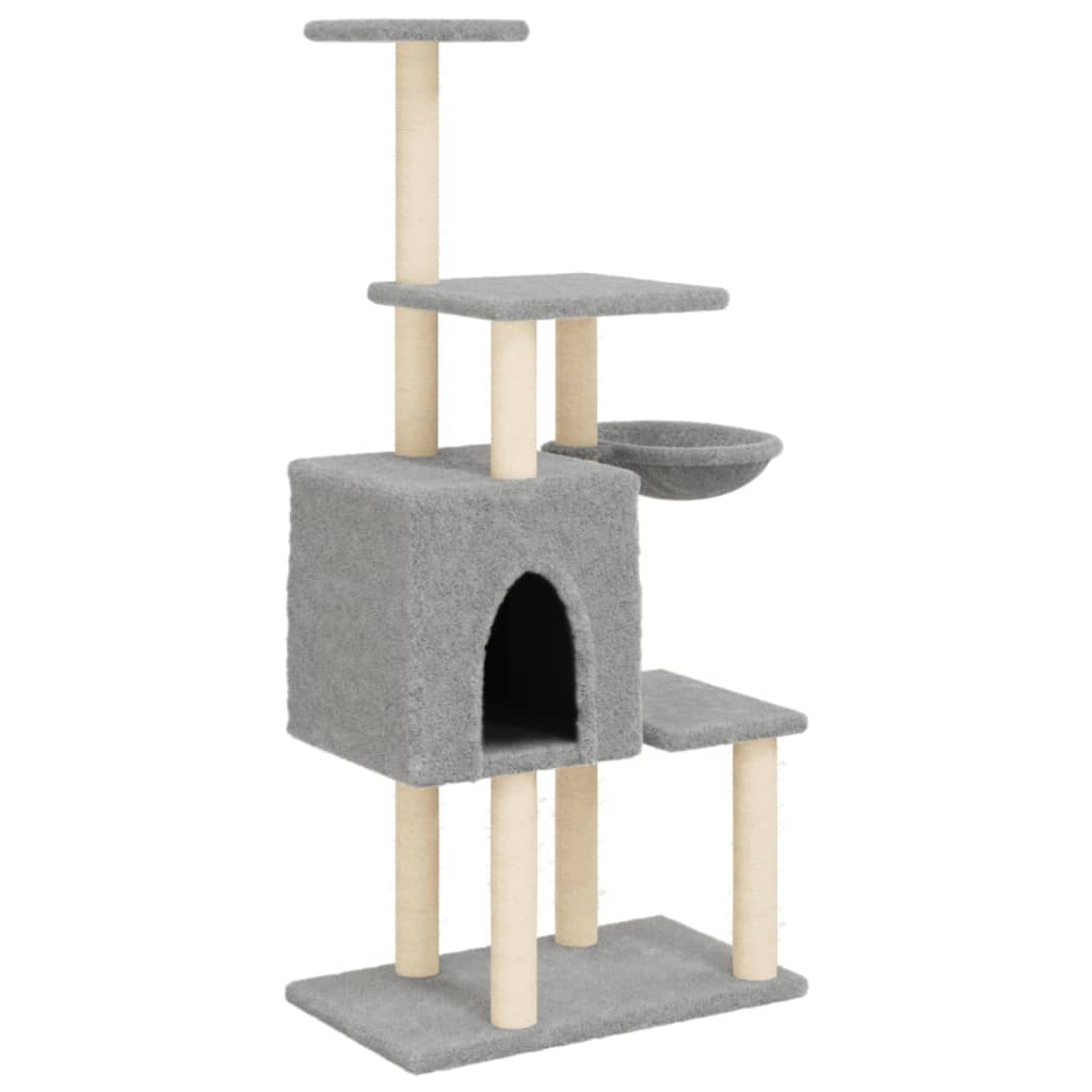Cat furniture with sisal scratching posts 131 cm light gray