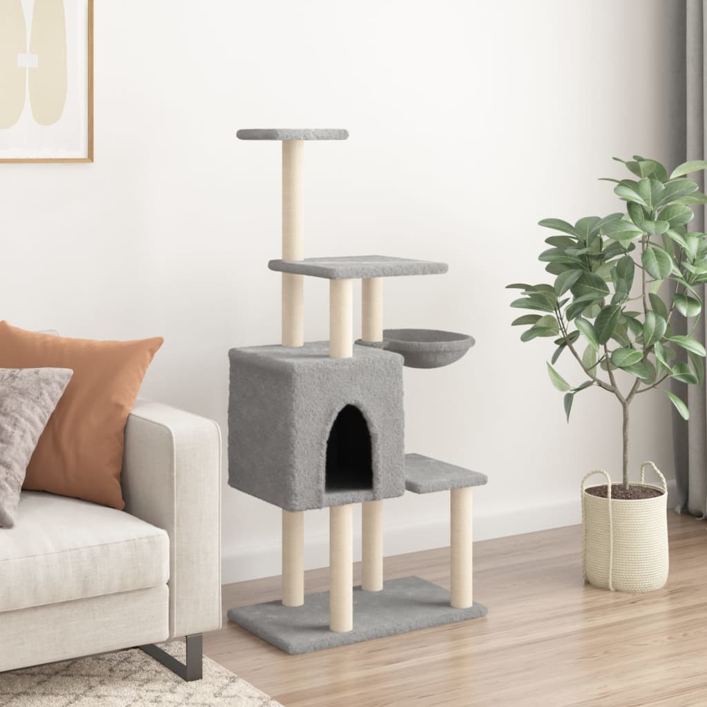 Cat furniture with sisal scratching posts 131 cm light gray