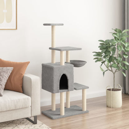Cat furniture with sisal scratching posts 131 cm light gray