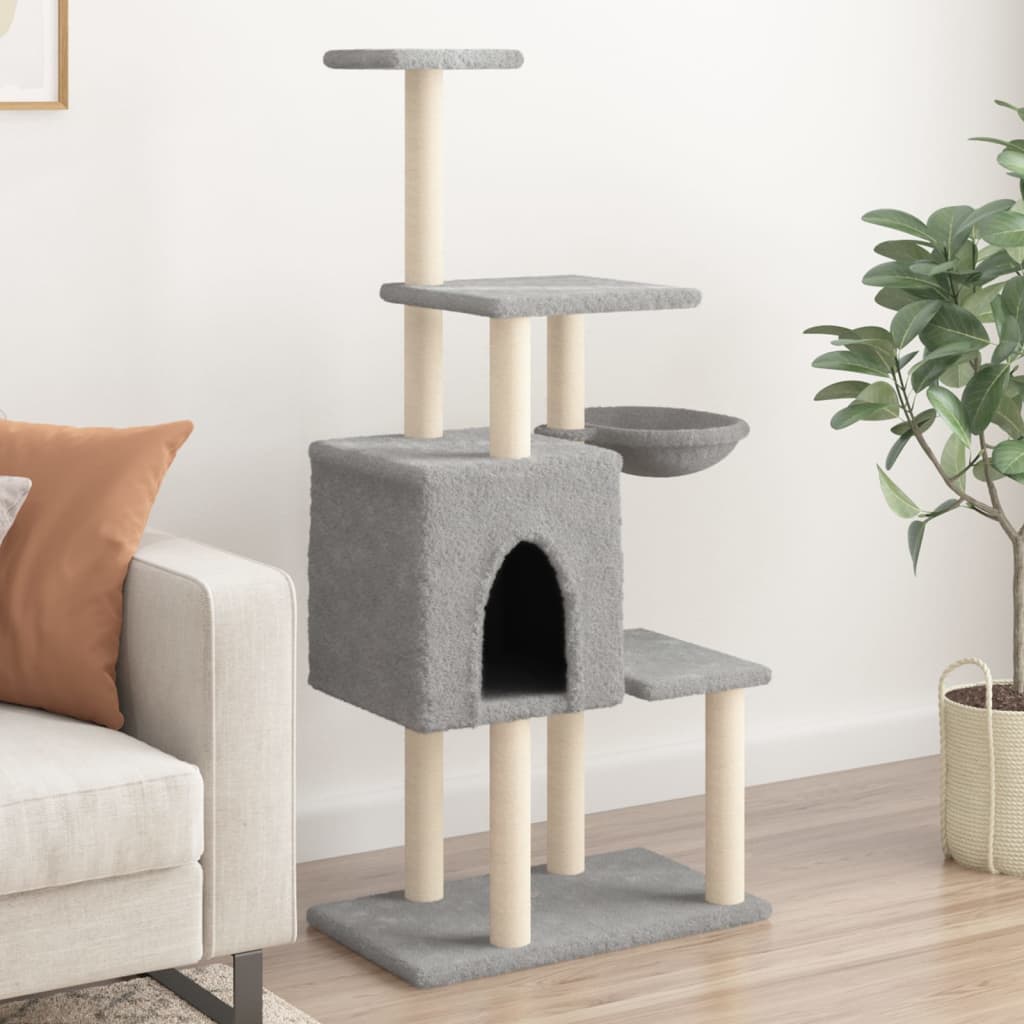 Cat furniture with sisal scratching posts 131 cm light gray