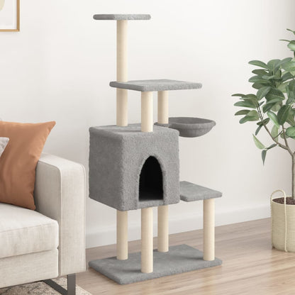 Cat furniture with sisal scratching posts 131 cm light gray