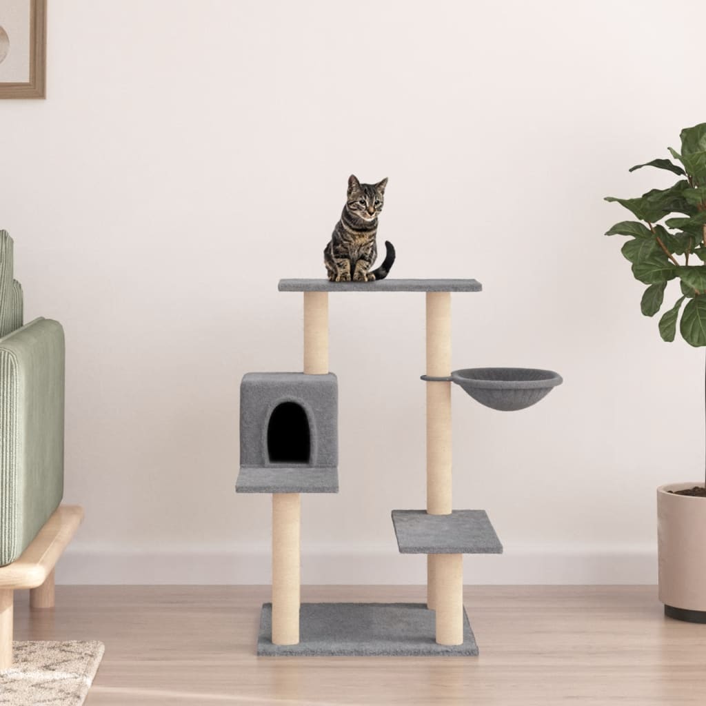 Cat furniture with sisal scratching posts 82.5 cm light gray