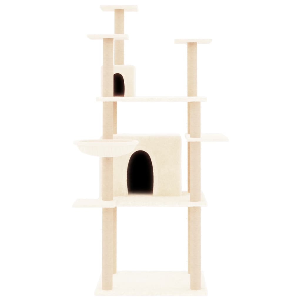 Cat furniture with sisal scratching posts 166 cm cream-colored
