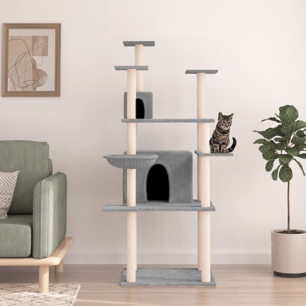 Cat furniture with sisal scratching posts 166 cm light gray