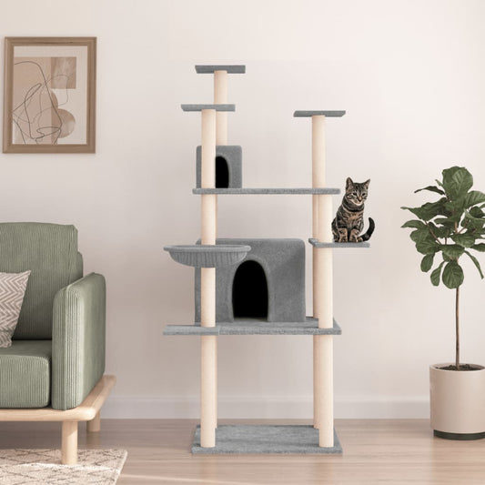 Cat furniture with sisal scratching posts 166 cm light gray