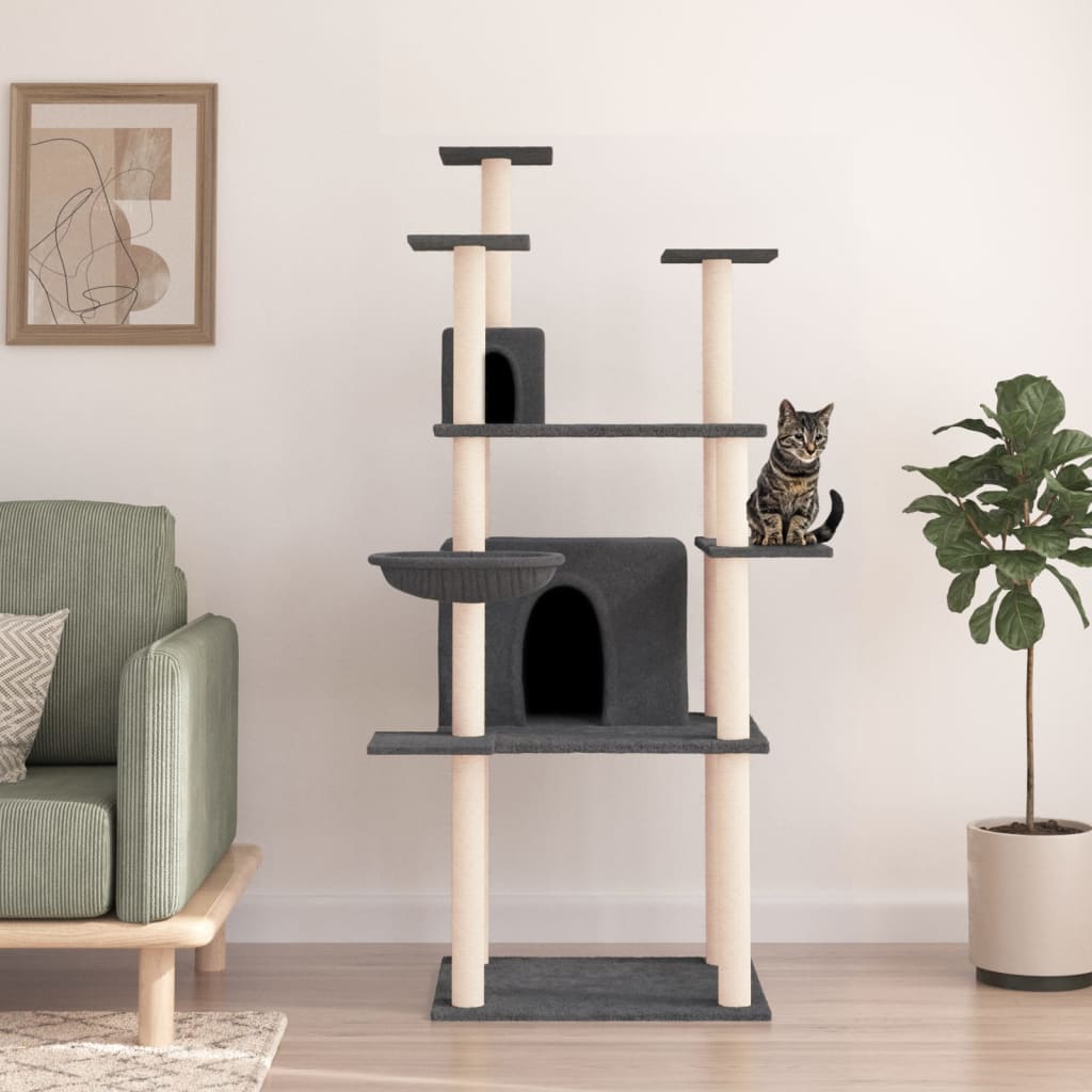 Cat furniture with sisal scratching posts 166 cm dark gray