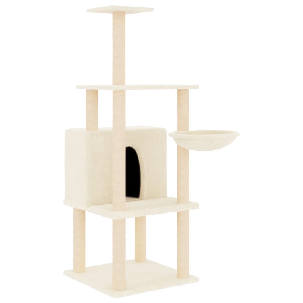Cat furniture with sisal scratching posts 132 cm cream-colored
