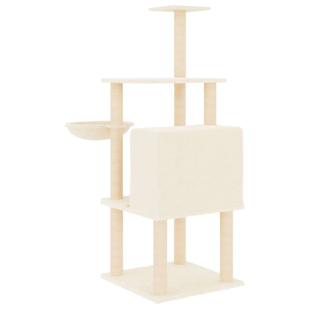 Cat furniture with sisal scratching posts 132 cm cream-colored