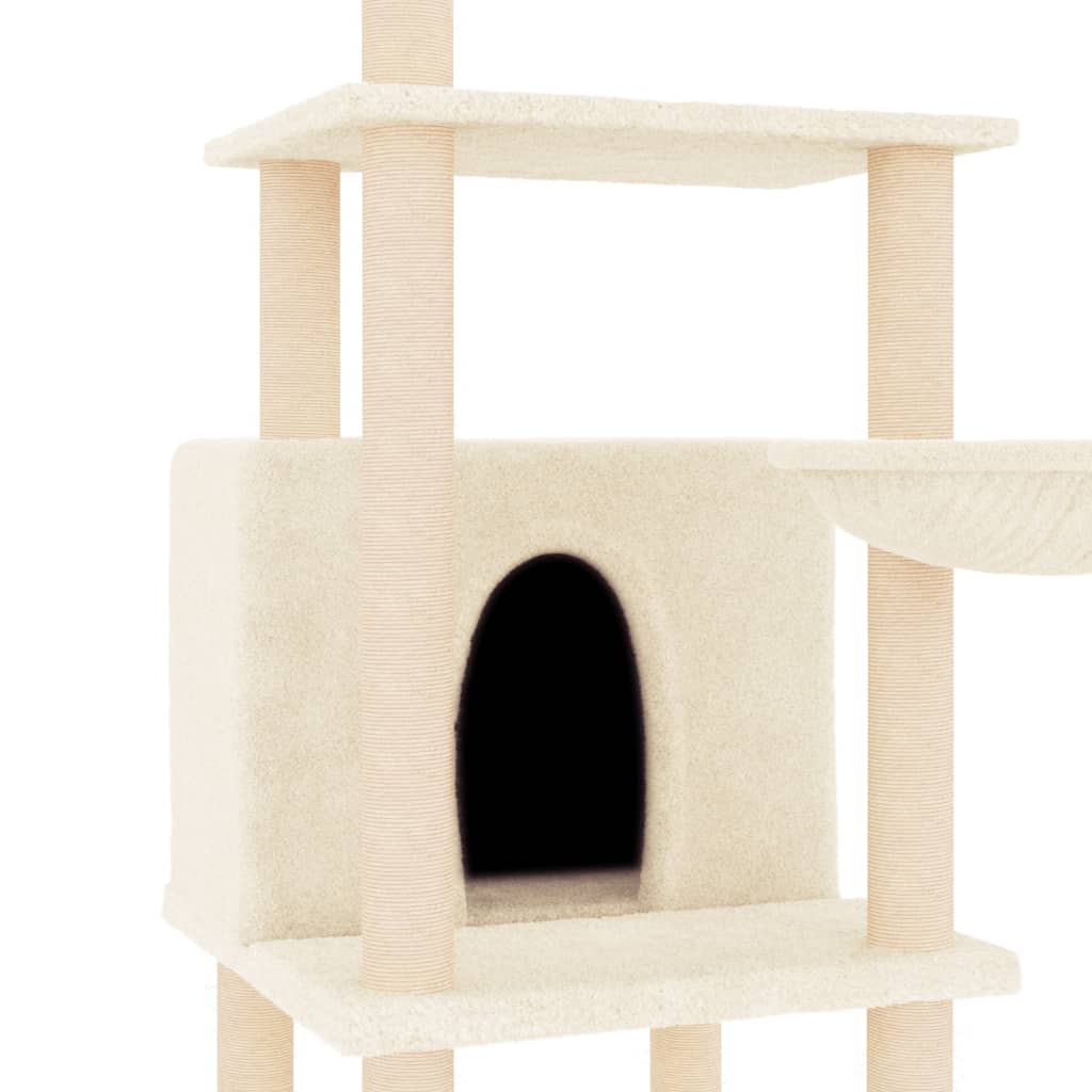 Cat furniture with sisal scratching posts 132 cm cream-colored