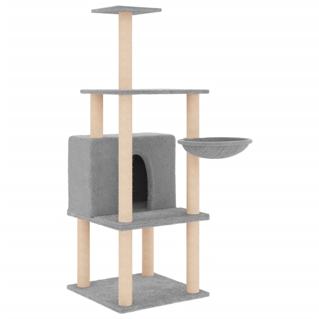 Cat furniture with sisal scratching posts 132 cm light gray