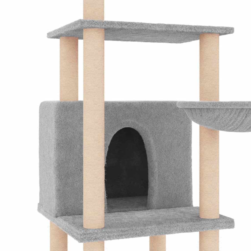 Cat furniture with sisal scratching posts 132 cm light gray