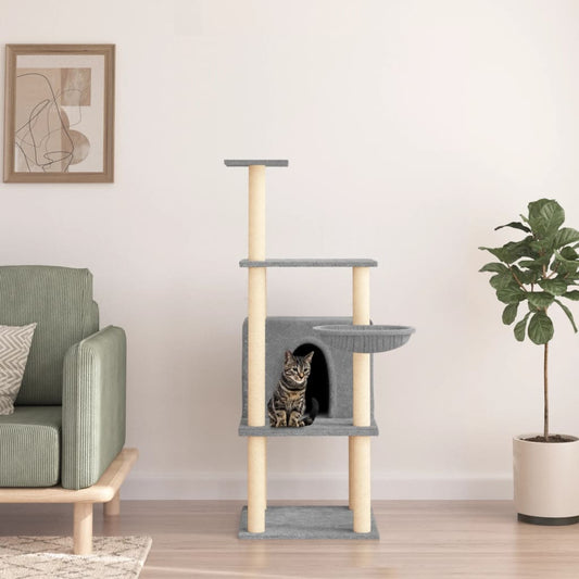 Cat furniture with sisal scratching posts 132 cm light gray