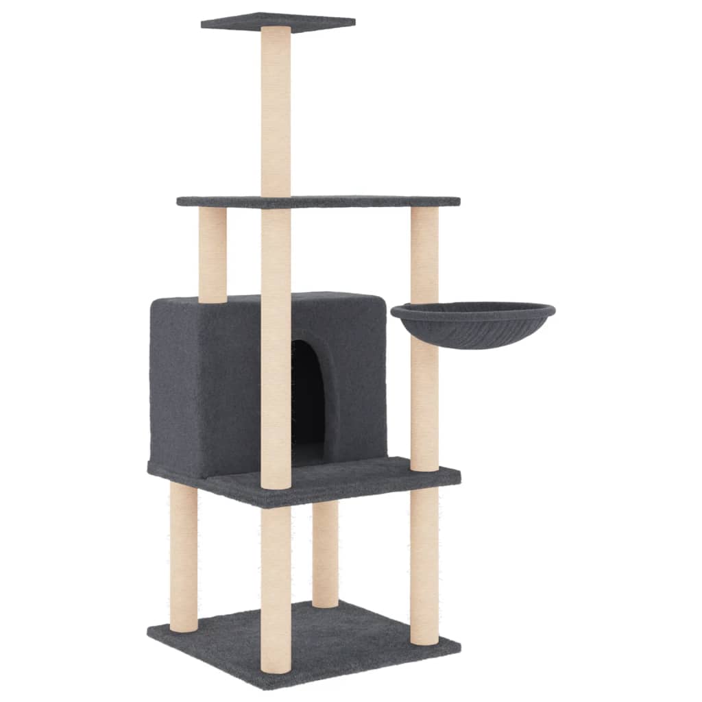 Cat furniture with sisal scratching posts 132 cm dark gray