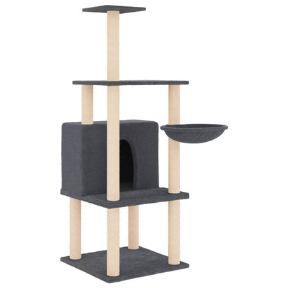 Cat furniture with sisal scratching posts 132 cm dark gray