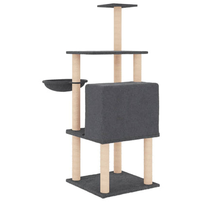 Cat furniture with sisal scratching posts 132 cm dark gray