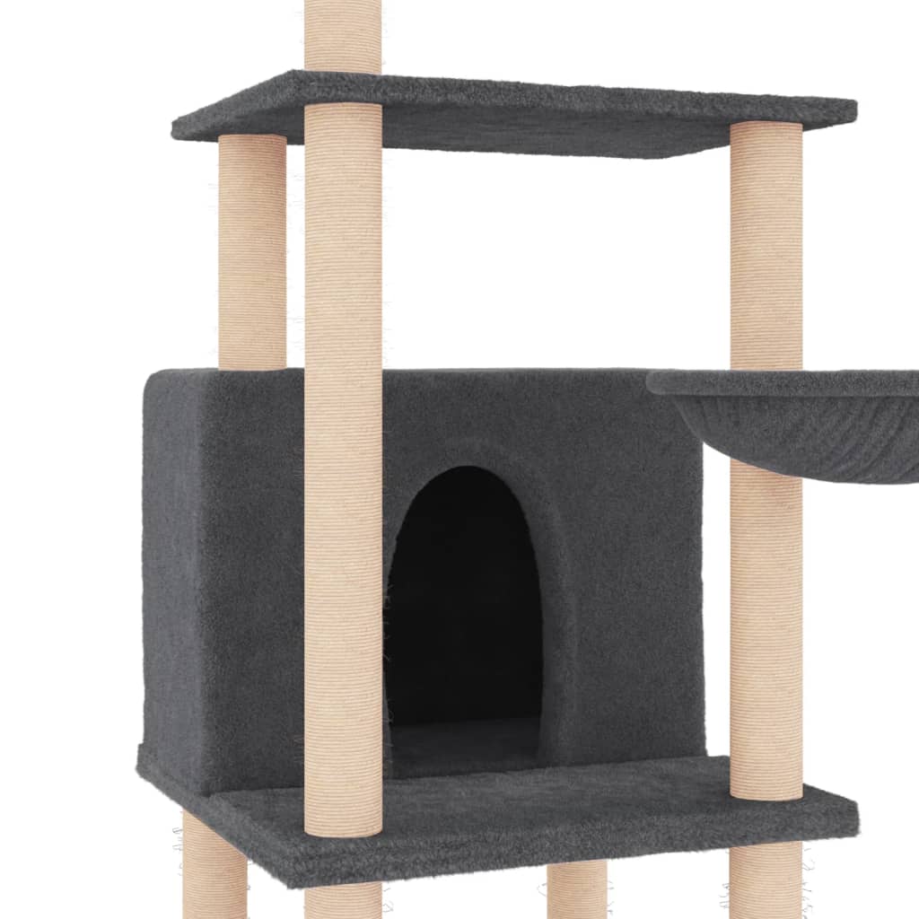 Cat furniture with sisal scratching posts 132 cm dark gray