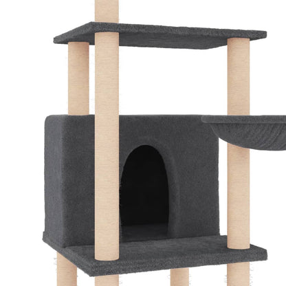 Cat furniture with sisal scratching posts 132 cm dark gray