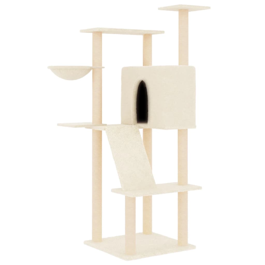 Cat furniture with sisal scratching posts 143 cm cream-colored