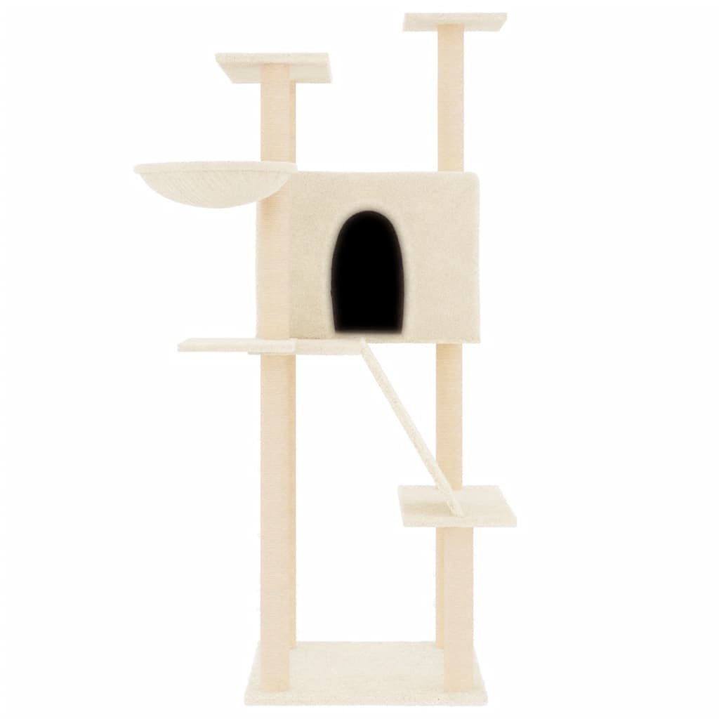 Cat furniture with sisal scratching posts 143 cm cream-colored