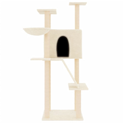 Cat furniture with sisal scratching posts 143 cm cream-colored