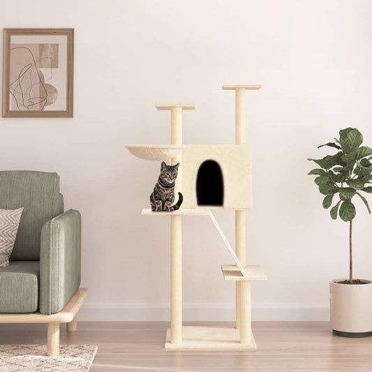 Cat furniture with sisal scratching posts 143 cm cream-colored