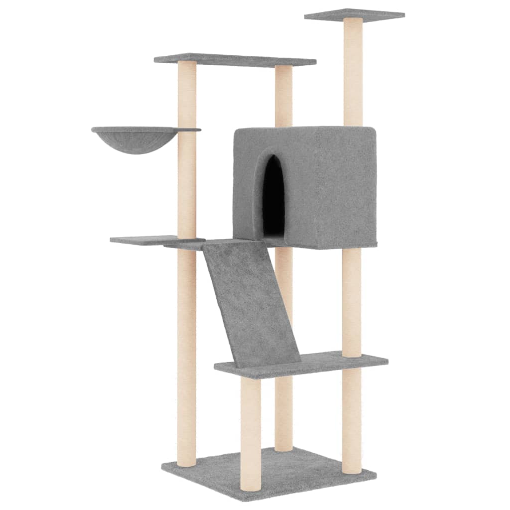 Cat furniture with sisal scratching posts 143 cm light gray