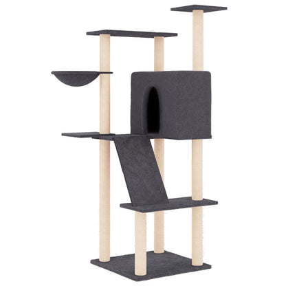 Cat furniture with sisal scratching posts 143 cm dark gray
