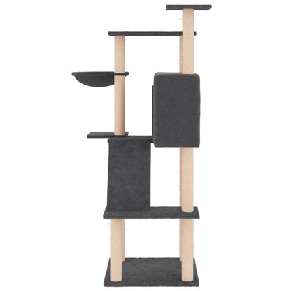 Cat furniture with sisal scratching posts 143 cm dark gray