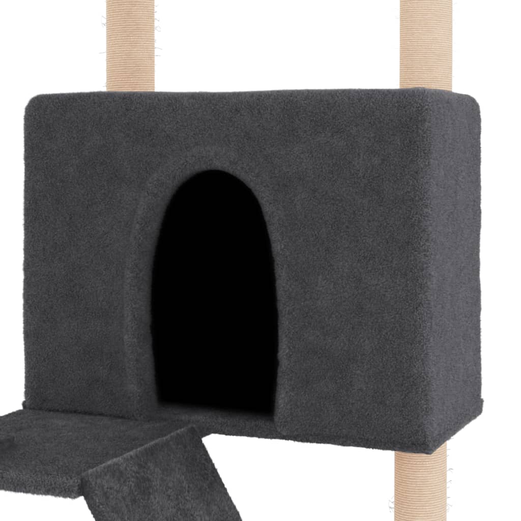 Cat furniture with sisal scratching posts 143 cm dark gray