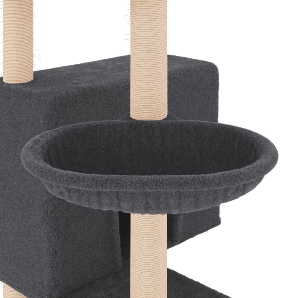 Cat furniture with sisal scratching posts 143 cm dark gray