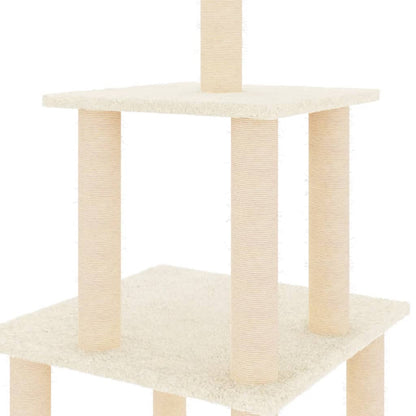 Cat furniture with sisal scratching posts 111 cm cream-colored