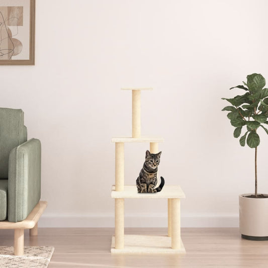 Cat furniture with sisal scratching posts 111 cm cream-colored