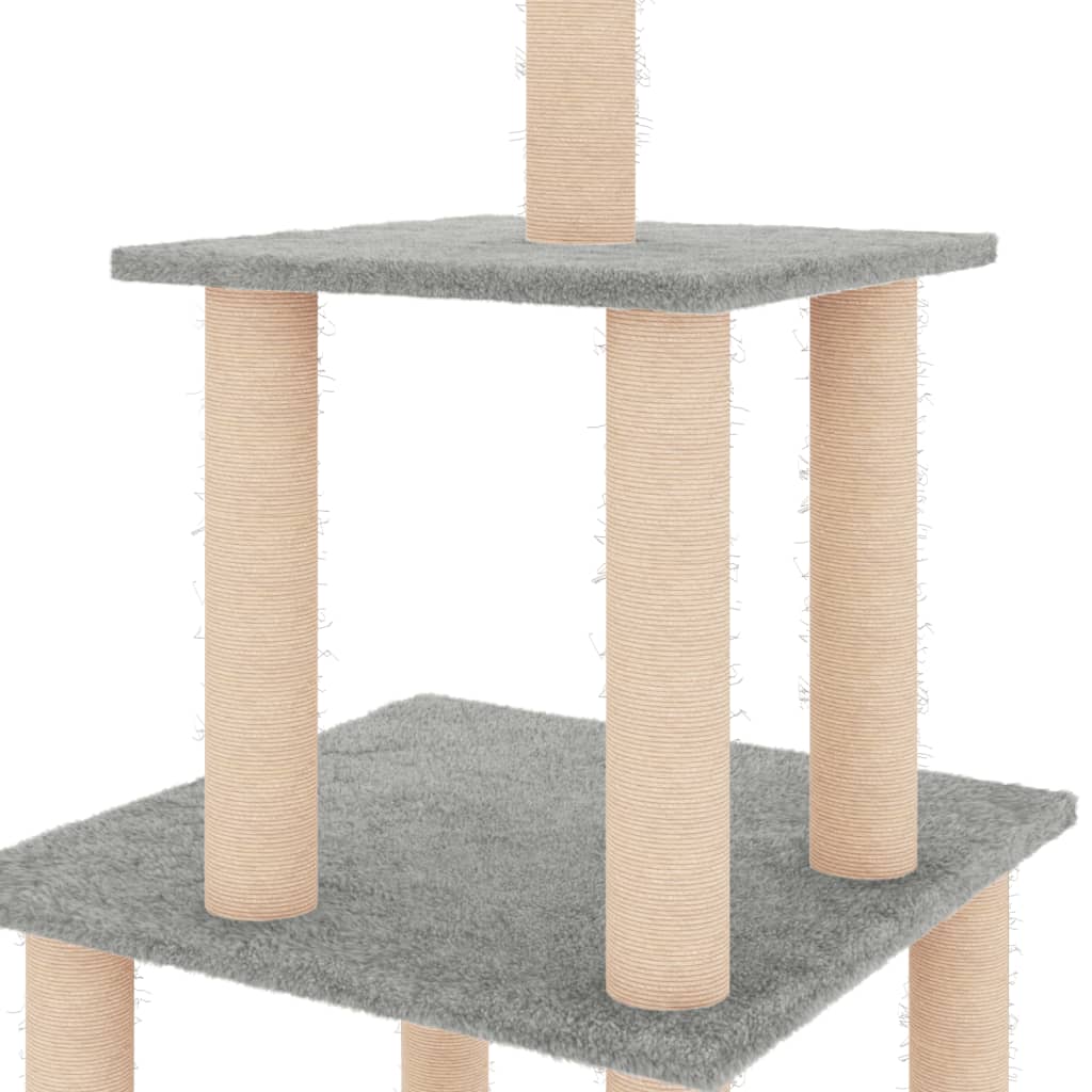 Cat furniture with sisal scratching posts 111 cm light gray