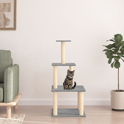 Cat furniture with sisal scratching posts 111 cm light gray