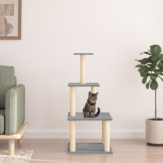 Cat furniture with sisal scratching posts 111 cm light gray