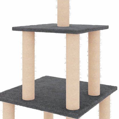 Cat furniture with sisal scratching posts 111 cm dark gray