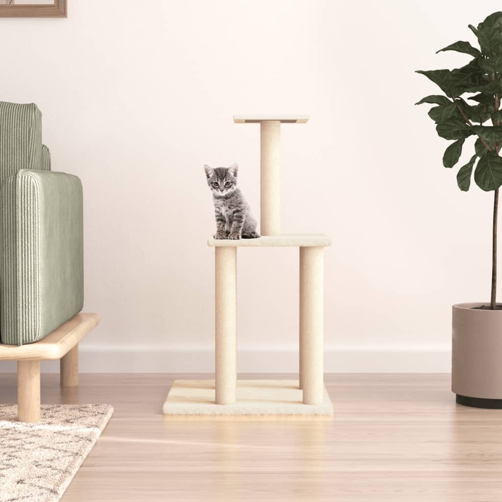 Cat furniture with sisal scratching posts 85.5 cm cream-colored