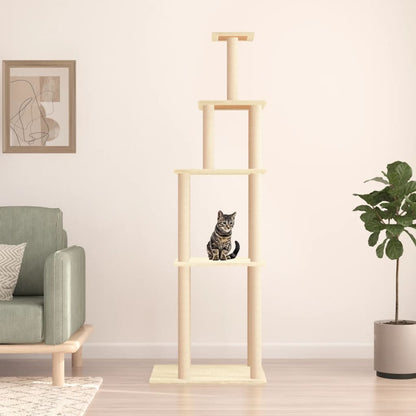 Cat furniture with sisal scratching posts 183 cm cream-colored