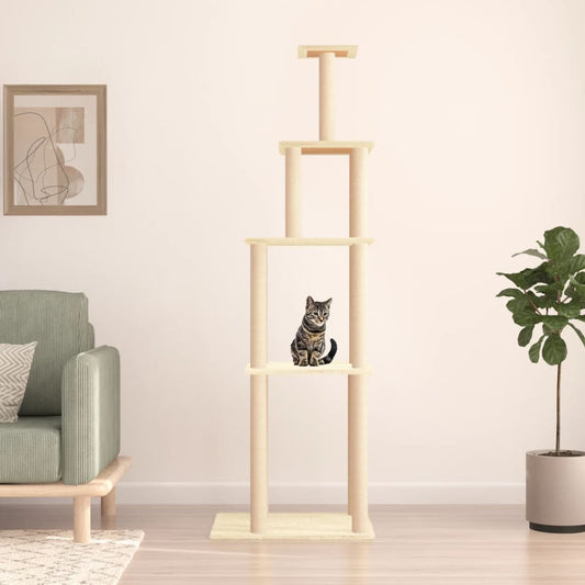 Cat furniture with sisal scratching posts 183 cm cream-colored