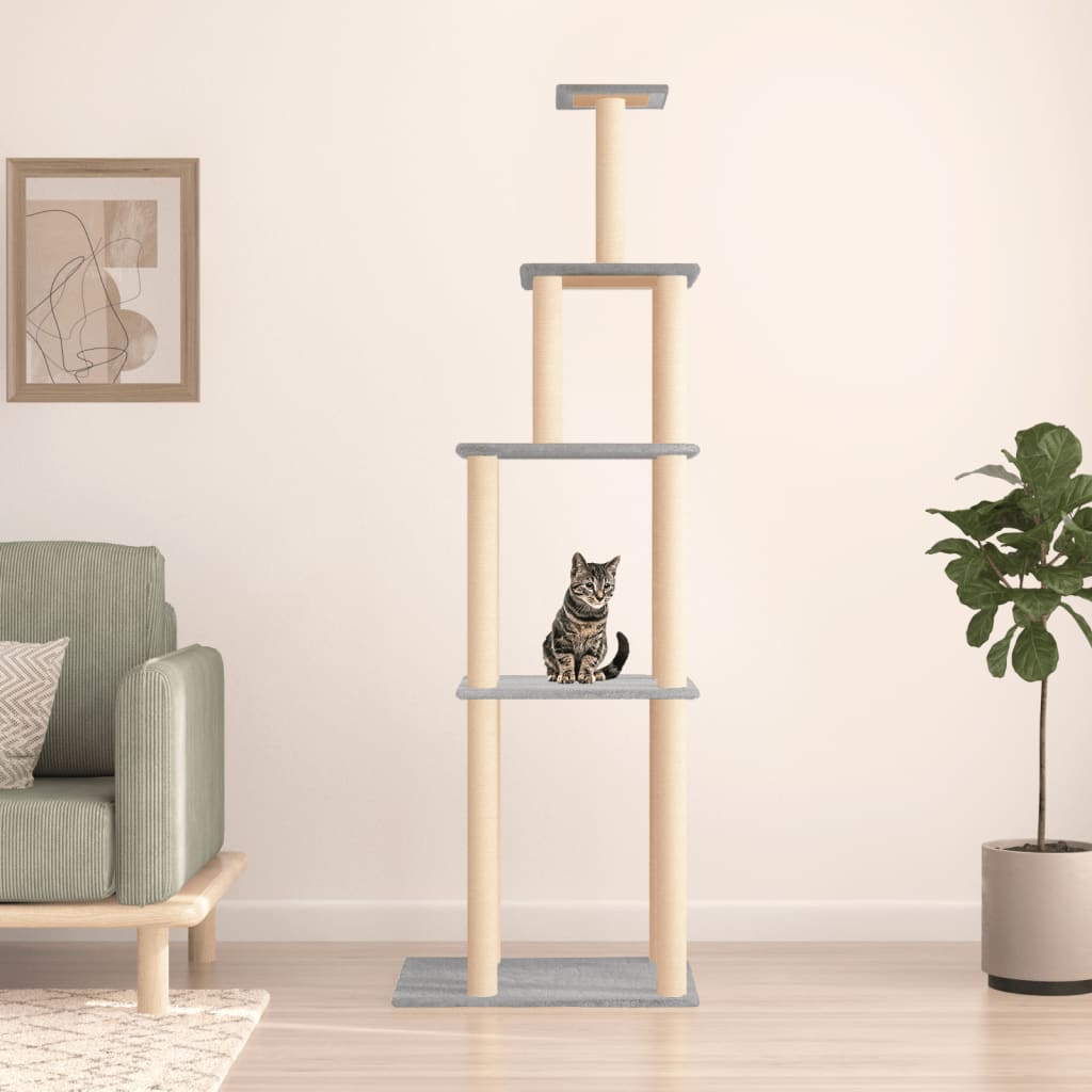 Cat furniture with sisal scratching posts 183 cm light gray
