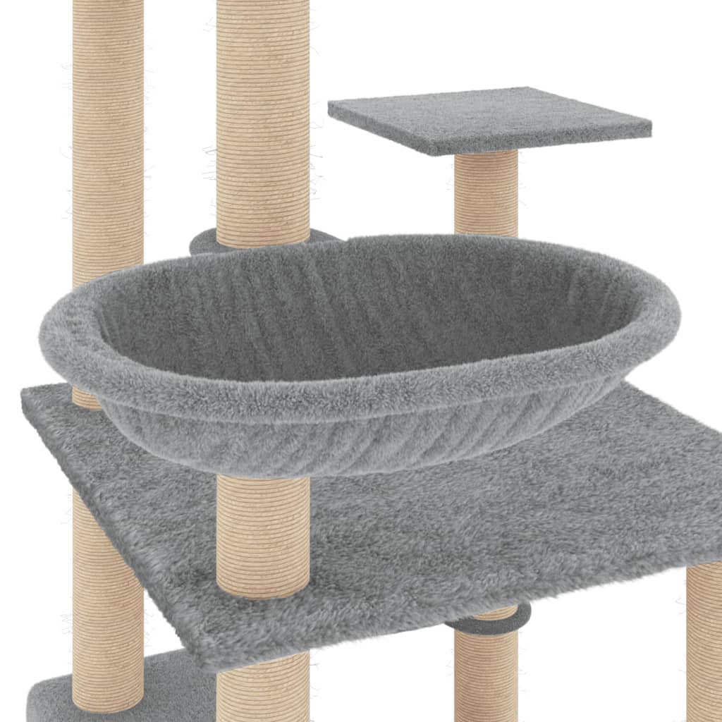 Cat furniture with sisal scratching posts 141 cm light gray