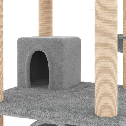 Cat furniture with sisal scratching posts 141 cm light gray