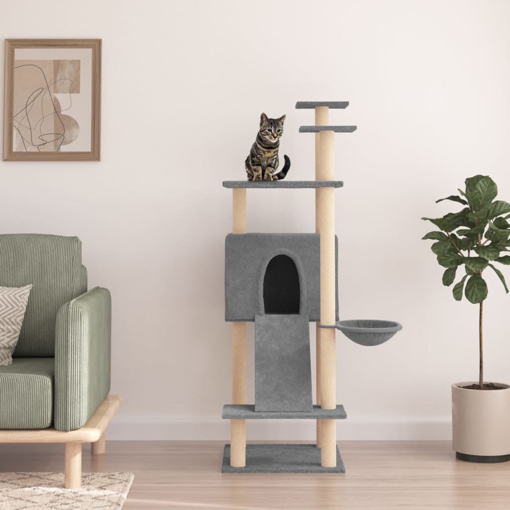 Cat furniture with sisal scratching posts 153 cm light gray