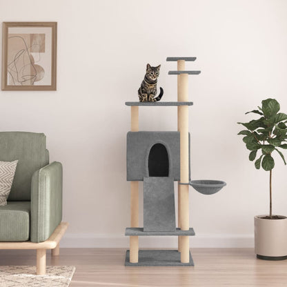 Cat furniture with sisal scratching posts 153 cm light gray