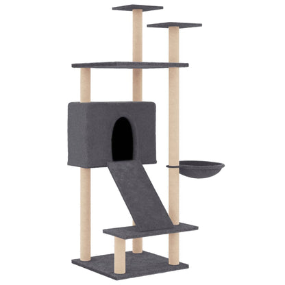 Cat furniture with sisal scratching posts 153 cm dark gray