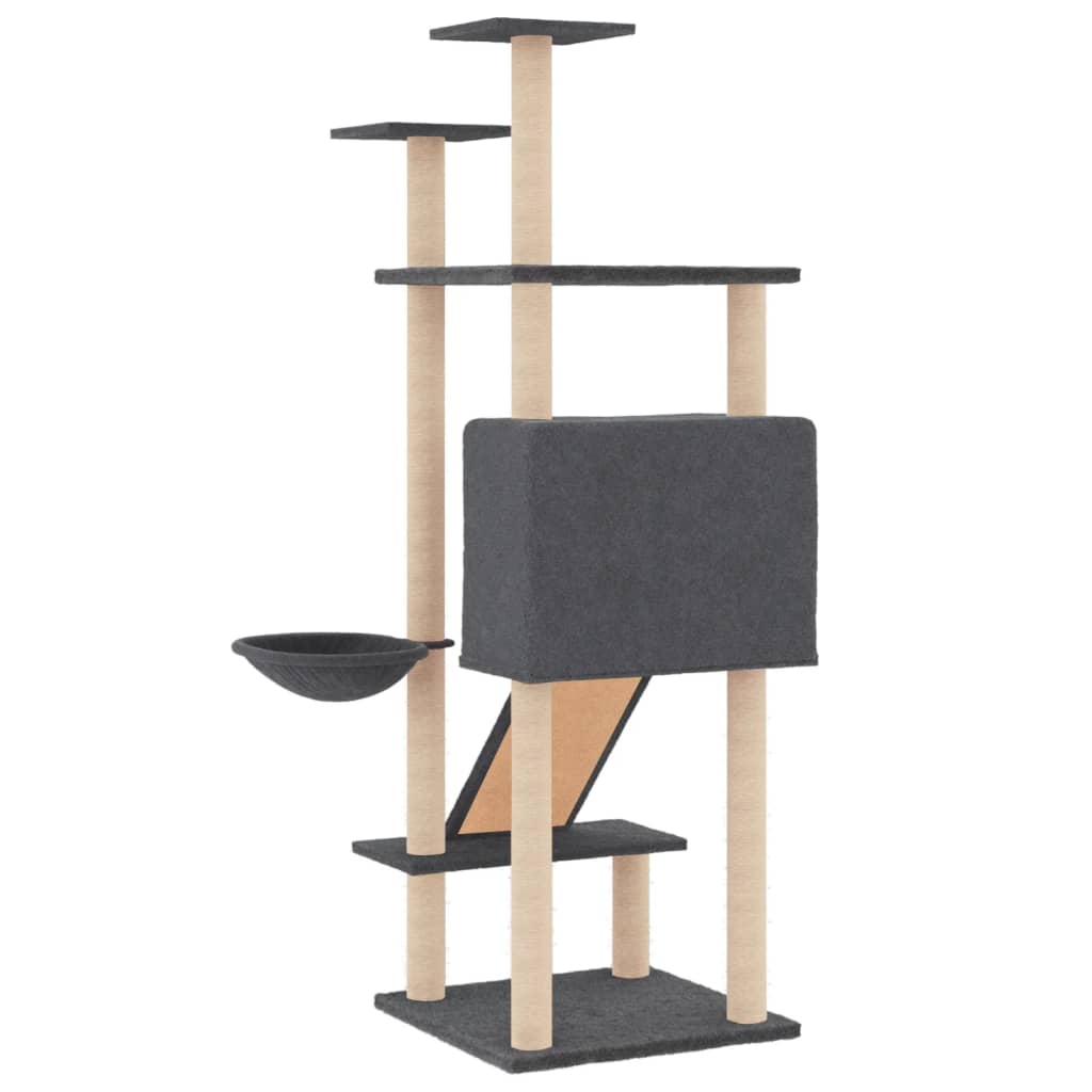 Cat furniture with sisal scratching posts 153 cm dark gray