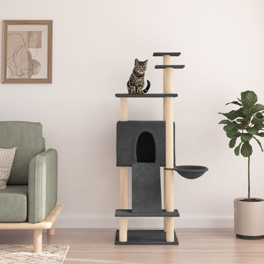 Cat furniture with sisal scratching posts 153 cm dark gray