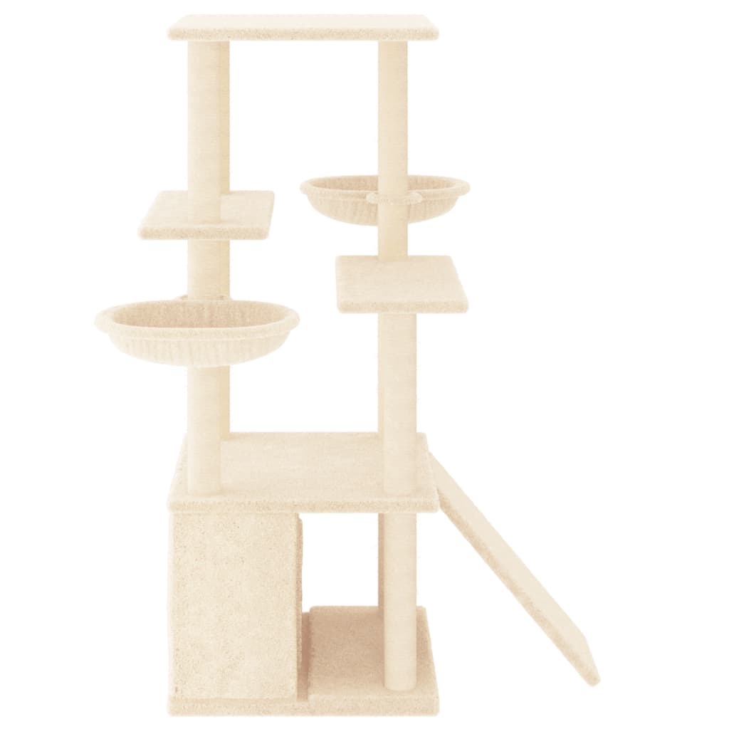 Cat furniture with sisal scratching posts 133 cm cream-colored