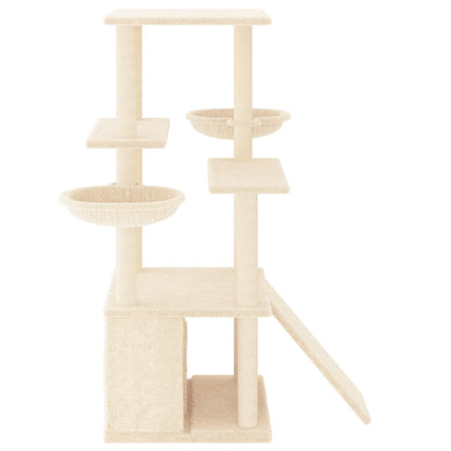 Cat furniture with sisal scratching posts 133 cm cream-colored